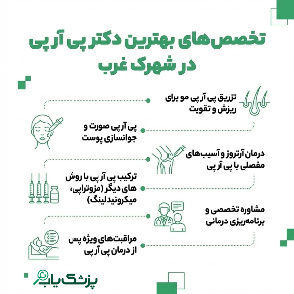 تخصص های بهترین دکتر پی آر پی در شهرک غرب