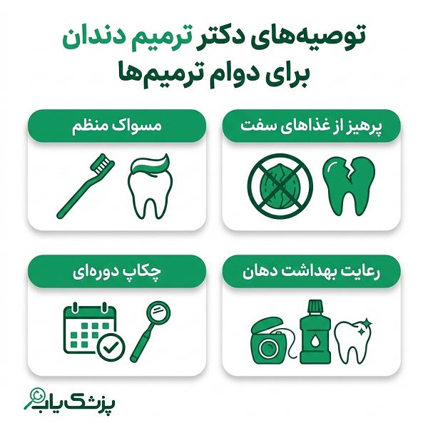توصیه های دکتر ترمیم دندان برای دوام ترمیم ها