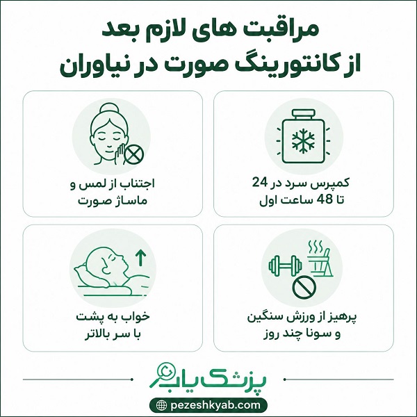 مراقبت های لازم بعد از کانتورینگ صورت در نیاوران