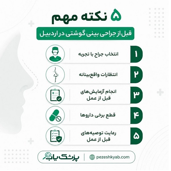 5 نکته مهم قبل از جراحی بینی گوشتی در اردبیل
