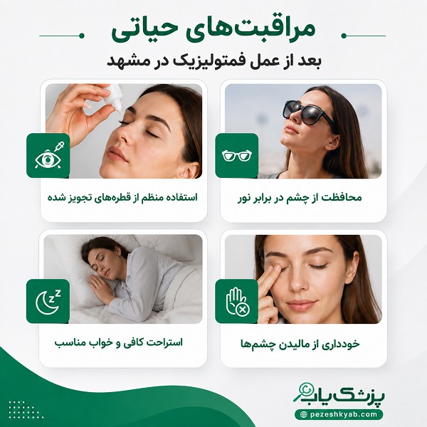 مراقبتهای حیاتی بعد از عمل فمتولیزیک در مشهد