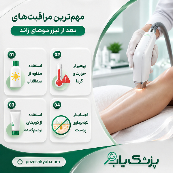 مهمترین مراقبتهای بعد از لیزر موهای زائد