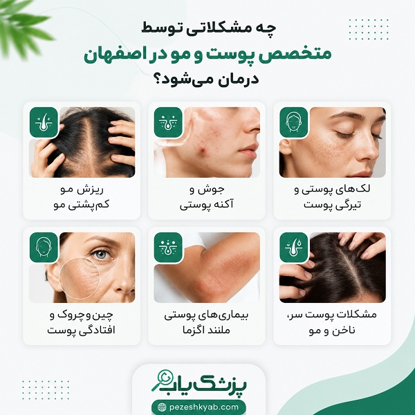 چه مشکلاتی توسط متخصص پوست و مو در اصفهان درمان میشود؟